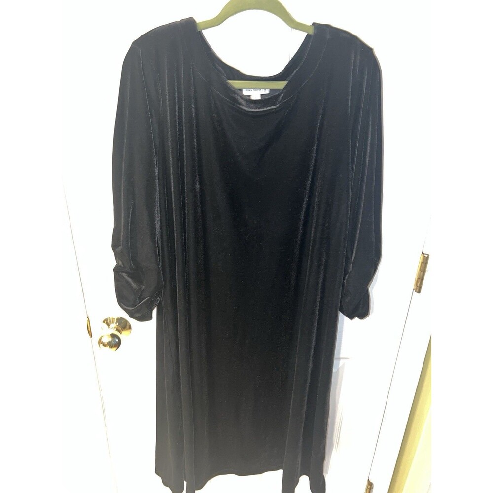 Susan Graver Dress Womens 2X Black Velvet Midi Shift Velour Dark Romantic Soft - Picture 8 of 8